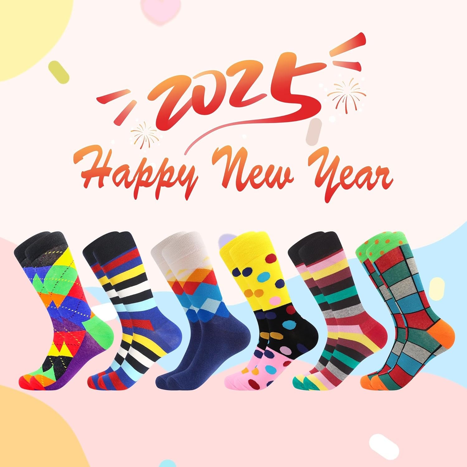 Mens Dress Socks Fun Funny Colorful Crazy Crew Dress Socks for Men 9-12