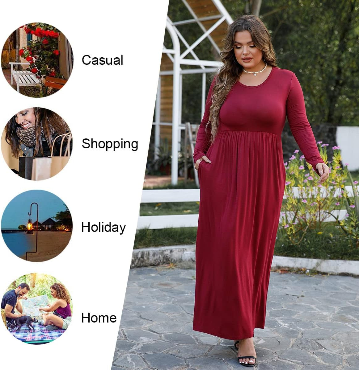 Women'S plus Size Maxi Dresses for Curvy Women Casual Long Dress XL-6XL