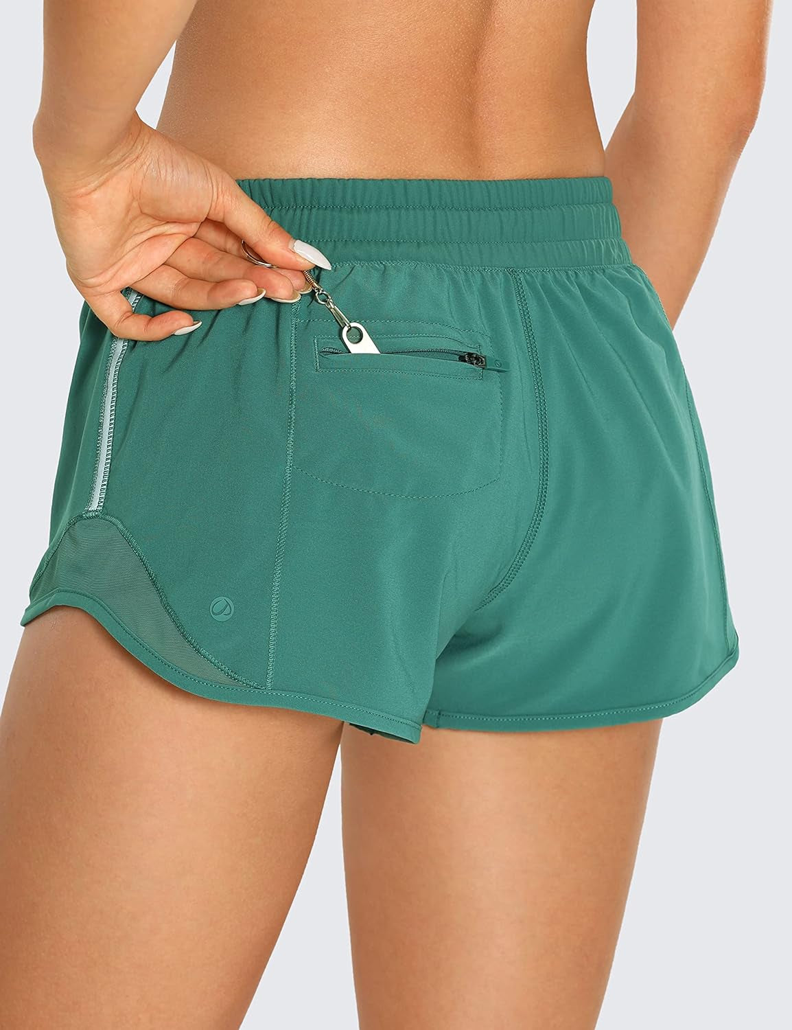 Athletic Shorts for Women with Zip Pocket, 2.5" Mid Waist Mesh Liner Shorts for Running Gym Workout